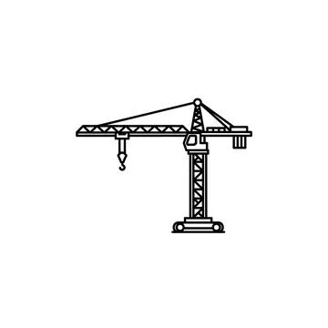 Construction tower crane: simple outline vector icon Stockillustratie