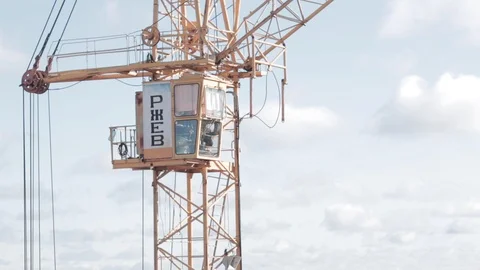 Construction tower crane on sky background Stock Footage 117661092