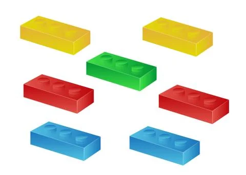 Construction toy cubes. Connector bricks. 3D isometric set Stock Illustration