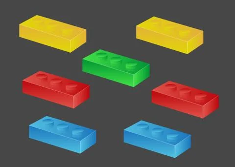Construction toy cubes. Connector bricks. 3D isometric set Stock Illustration