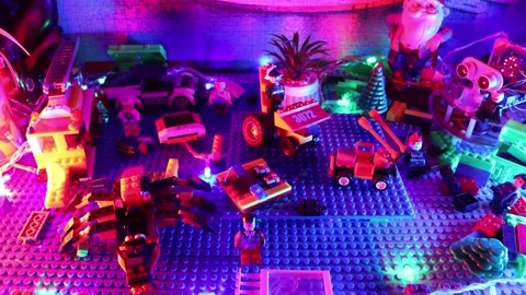 Construction toys, colorful plastic construction blocks Stock Footage 228424871