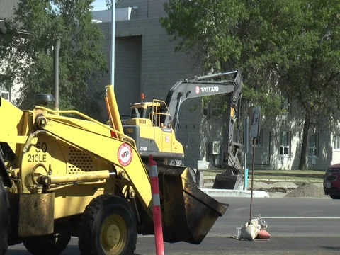 Construction Tractor with Heavy Loader in the Background 스톡 동영상 80207103