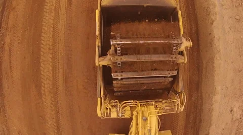 Construction Tractor-Scraper Overhead Video stock 43347410