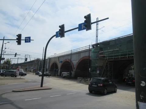 Construction train bridge in Krakow in June 2020 Stock Photos