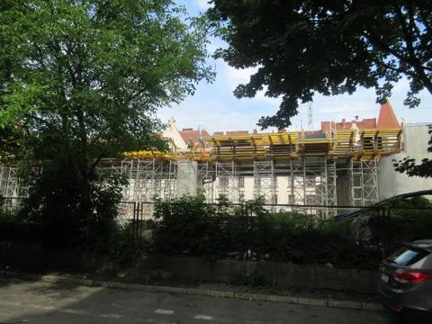 Construction of a train line in Krakow Stock Photos