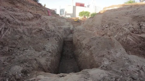 Construction trench 10 Stock Footage 79022574
