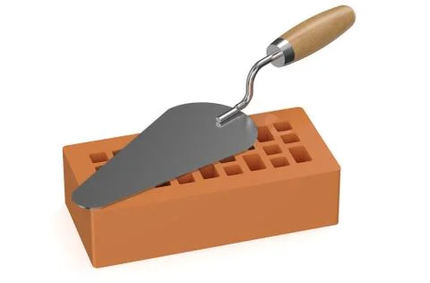 Construction trowel with brick Stock Illustration