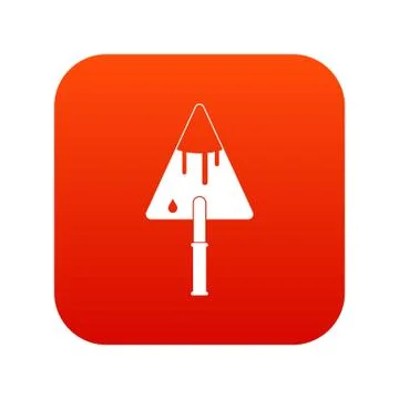 Construction trowel icon digital red Stock Illustration