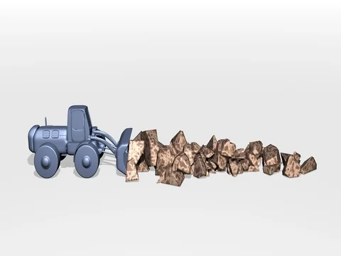 Construction truck clearing, pushing debris Stock Footage 74418973