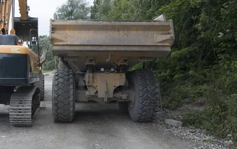 Construction truck at construction site Foto stock