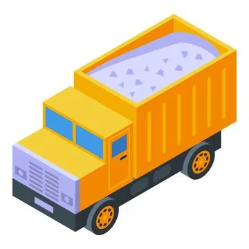 Construction truck icon isometric vector. Worker team Stock Illustration