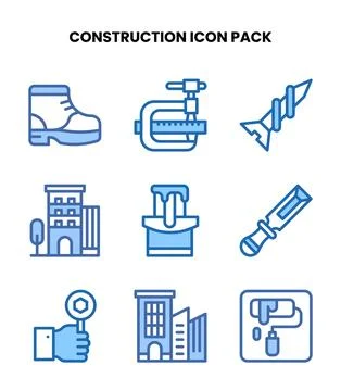 Construction Two Colour Bundle Icons Pack 스톡 일러스트