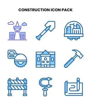Construction Two Colour Design Icons Pack Stock-Illustration