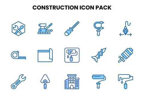 Construction Two Colour Graphics Icons Pack Stock Illustration