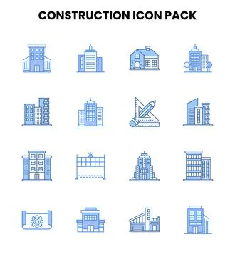 Construction Two Colour Graphics Icons Pack Stock Illustration