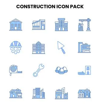 Construction Two Colour Scalable Icons Pack Stock Illustration