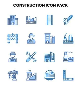 Construction Two Colour Scalable Icons Pack Stock Illustration