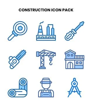 Construction Two Colour UI Icons Pack Stock Illustration