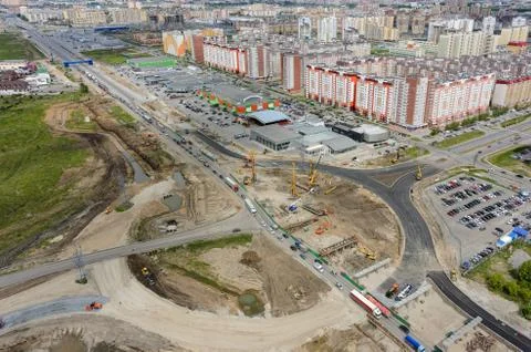 Construction of two-level outcome on bypass road Stock Photos