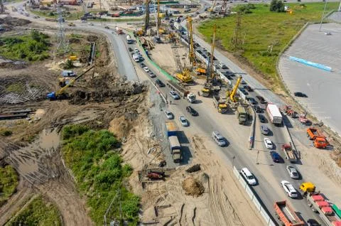 Construction of two-level outcome. Tyumen. Russia Stockfoto's