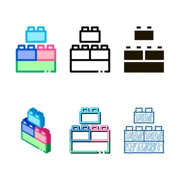Construction types blocks icon vector outline Stock Illustration