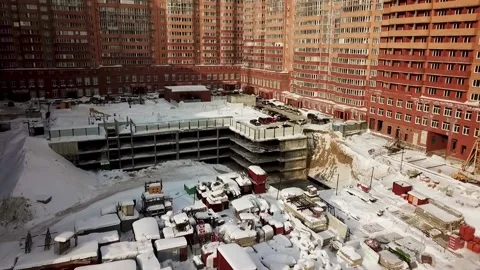 Construction of an underground parking near a multi-storey building Video stock 162346781
