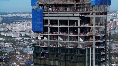 Construction upper floors of skyscraper Stock Footage 101264867