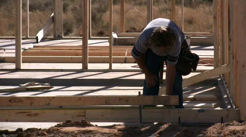 Construction-Using a Tape Measure Stock Footage 74811