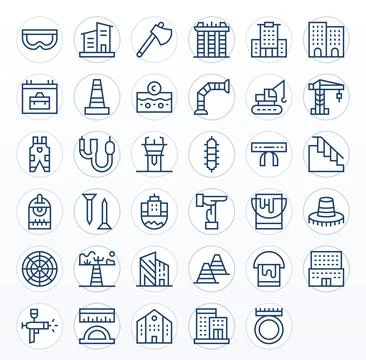 Construction Vector Graphics featuring 35 Regular Line Display Perfect 64x6.. Stock Illustration