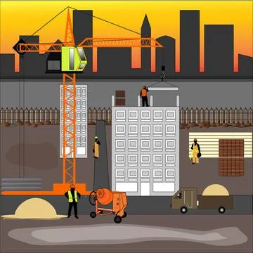 Construction Vector illustration of house construction with elements of ar... Stock Photos