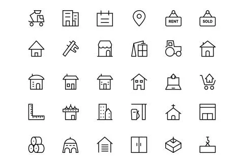 Construction Vector Line Icons Stock Illustration
