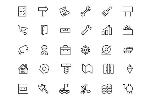 Construction Vector Line Icons Set Stock Illustration