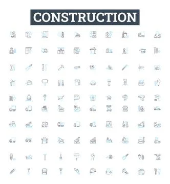 Construction vector line icons set. Build, Structure, Construct, Architect Illustration