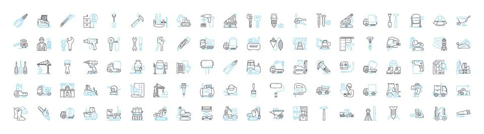 Construction vector line icons set. Build, Structure, Construct, Architect Illustration