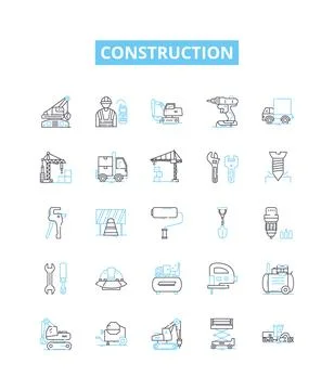 Construction vector line icons set. Build, Structure, Construct, Architect Illustration