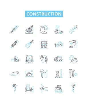 Construction vector line icons set. Build, Structure, Construct, Architect Illustration