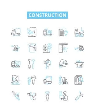 Construction vector line icons set. Build, Structure, Construct, Architect Illustration