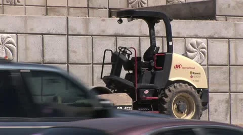 Construction Vehicle Along Side the Frontage Road 스톡 동영상 18975202