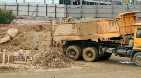 Construction vehicle at construction site Video stock 734965