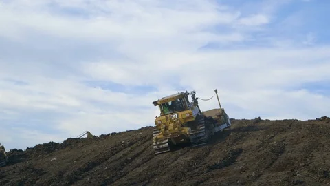 Construction Vehicle Driving On Dirt Video stock 127035989