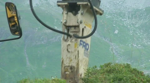 Construction vehicle in front of eiger 2 Stock Footage 809163