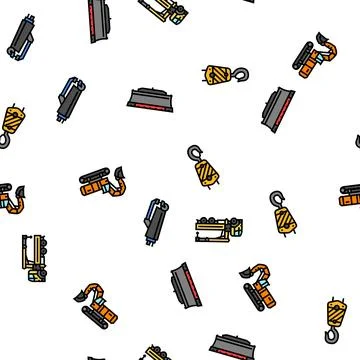 Construction vehicle heavy work seamless pattern vector Stock Illustration
