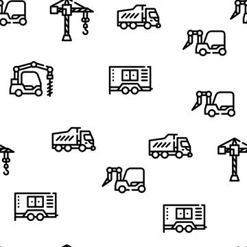 Construction Vehicle Vector Seamless Pattern Stock Illustration