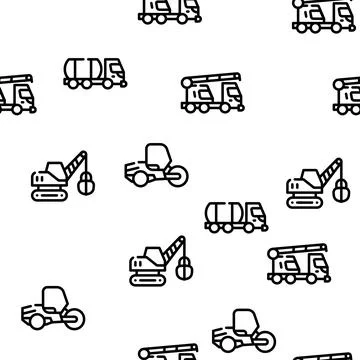 Construction Vehicle Vector Seamless Pattern 스톡 일러스트