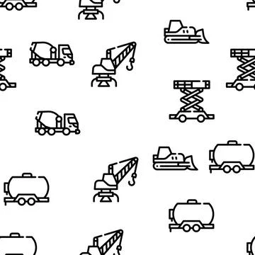 Construction Vehicle Vector Seamless Pattern Stock Illustration