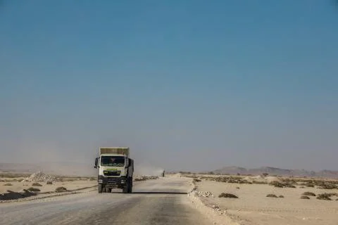 Construction Vehicles in Desert working Stock Photos