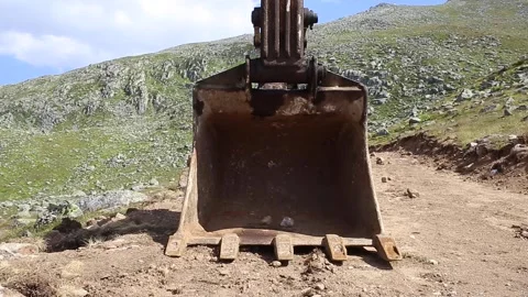 Construction vehicles excavators used in road construction Stock Footage 148881641