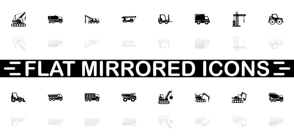 Construction Vehicles - Flat Vector Icons Stock Illustration