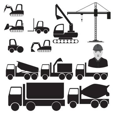 Construction vehicles Stock Illustration