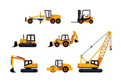 Construction Vehicles - modern vector icon set Stock Illustration